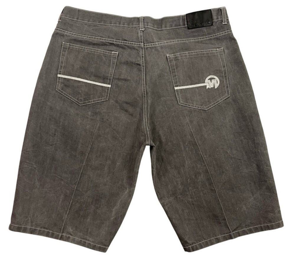 Mecca Shorts 42 Gray Jean Baggy Punk Skater Embroidered Jorts Y2K Vintage 90’s